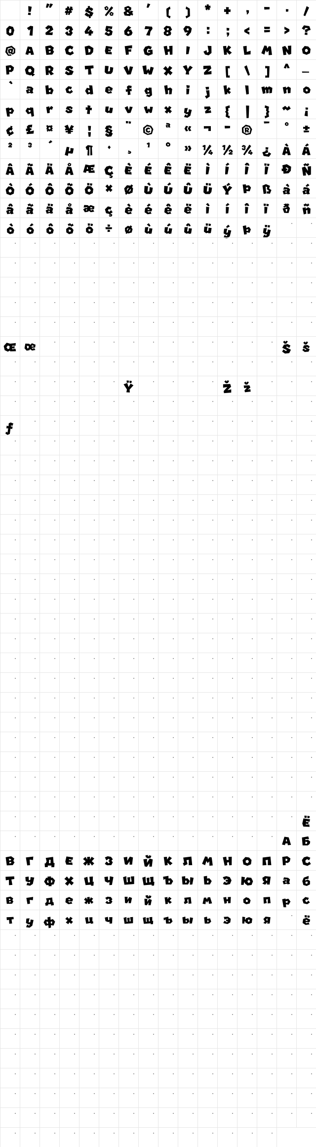 MARIO Font v3 Solid Character Map MARIO Font v3 Solid Character Map