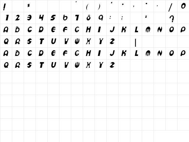 Lady 4 Italic Character Map