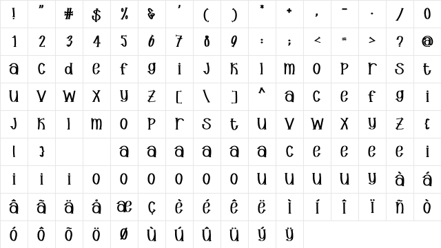 Oliviaslab Regular Character Map Oliviaslab Regular Character Map
