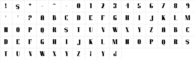 warriot Regular Character Map