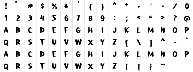 a Aha Wow Regular Character Map