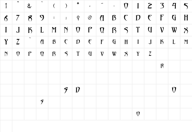 Abaddon Regular Character Map