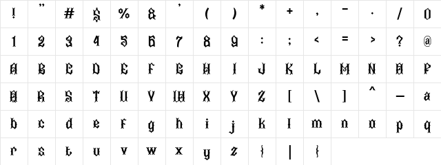 Abima Regular Character Map