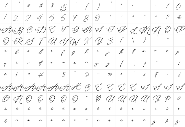 Aboutheart Regular Character Map