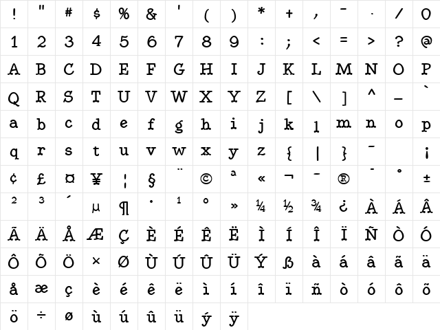 BetterKamp Bold Character Map