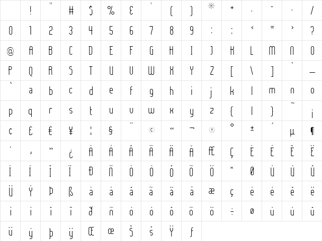 Lady Ice - Light Regular Character Map
