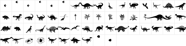 AcmeDinosaurs Regular Character Map