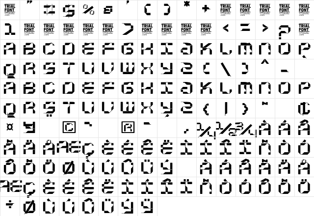 Acoprot Display Demo Regular Character Map