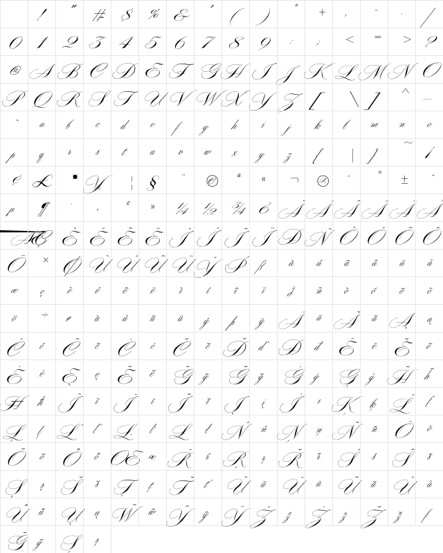 Adagio Pro Regular Character Map
