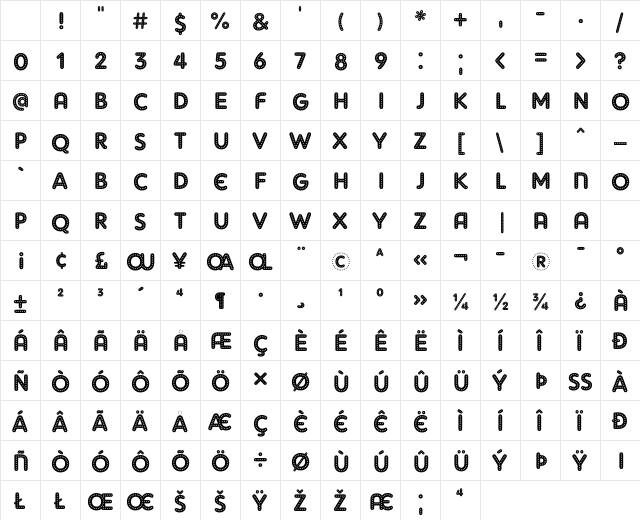 AdamGorry-Lights Regular Character Map AdamGorry-Lights Regular Character Map