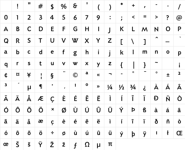 Adderville ITC Std Medium Character Map Adderville ITC Std Medium Character Map