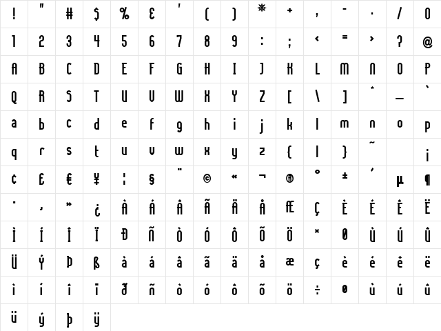 Lady Ice Bold Character Map