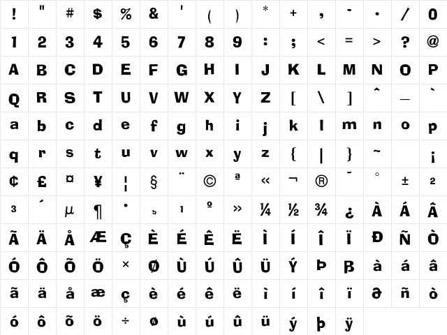 AdLibICG Regular Character Map AdLibICG Regular Character Map