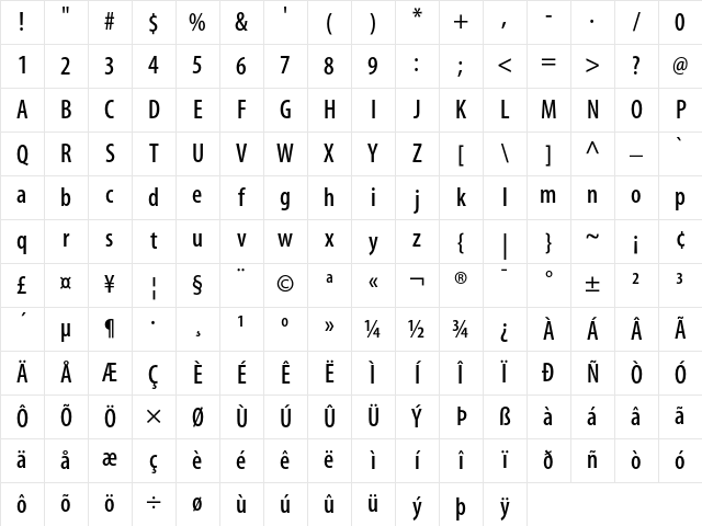 Adobe Corporate ID Myriad Package Character Map