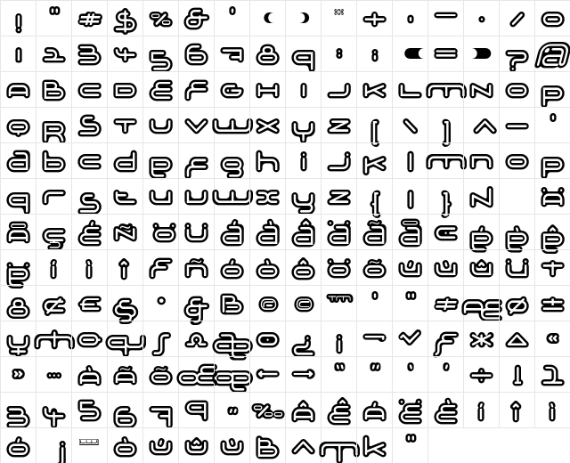 Adrenalin BubbleOutline Character Map Adrenalin BubbleOutline Character Map