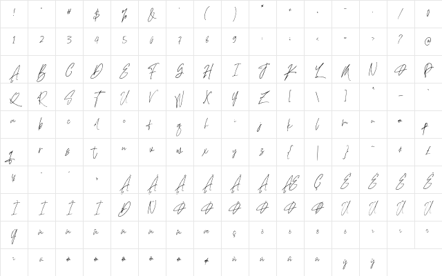 Adustine Signature Regular Character Map