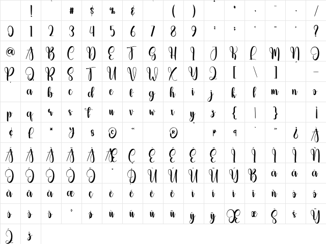 Adventday Regular Character Map