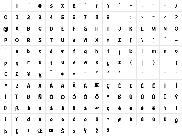 ADVENTRUE Regular Character Map