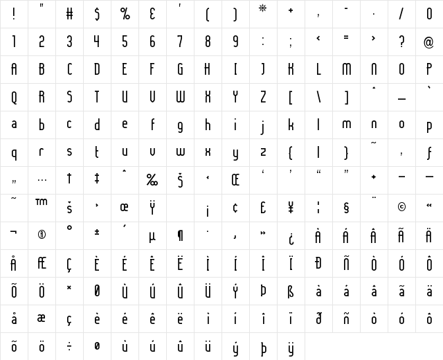 Lady Ice Regular Character Map