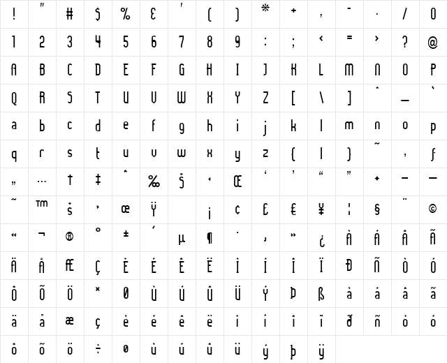 Lady Ice Regular Character Map