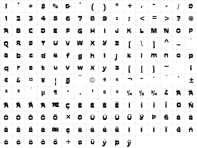 Aftershock ITC Std Regular Character Map Aftershock ITC Std Regular Character Map