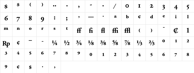 Adobe Garamond Bold Expert Character Map