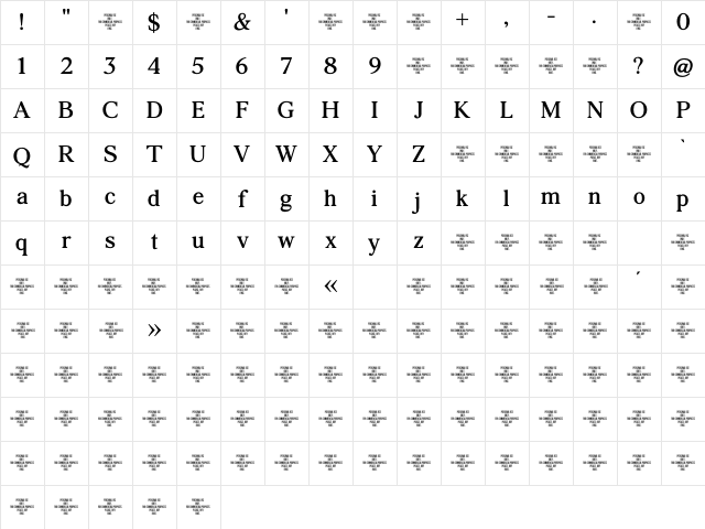 Agatho Bold Character Map