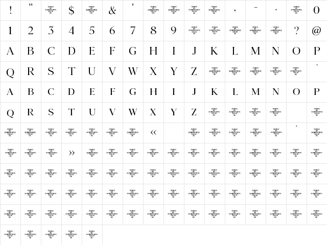 Agatho LightCAPS Character Map