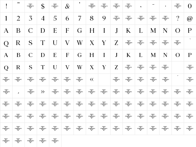 Agatho RegularCAPS Character Map
