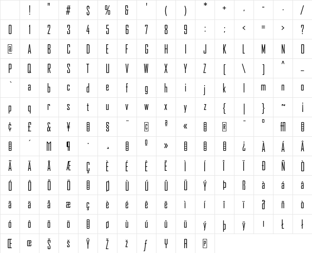 AgencyFB RegularCondensed Character Map AgencyFB RegularCondensed Character Map