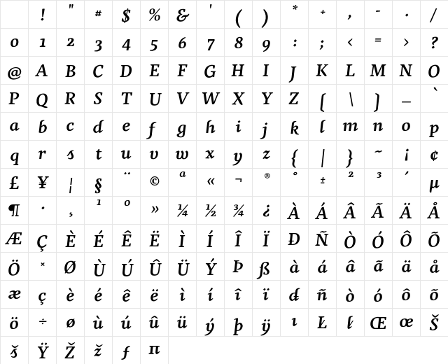 Agendatype Swash Bold Italic Character Map Agendatype Swash Bold Italic Character Map