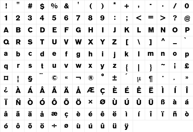 AG Old Face BQ Regular Character Map