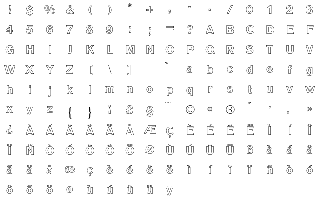 AG Old Face BQ Regular Character Map