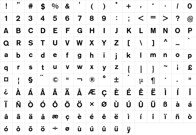 AG Old Face BQ Regular Character Map