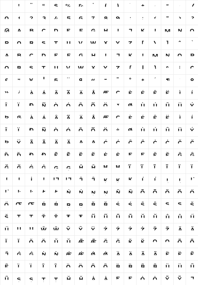 AgreloyInT3 Regular Character Map AgreloyInT3 Regular Character Map