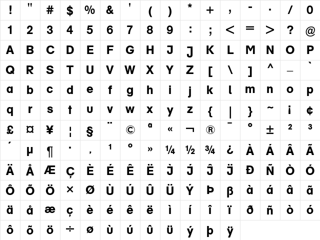 AG Schoolbook Medium Character Map