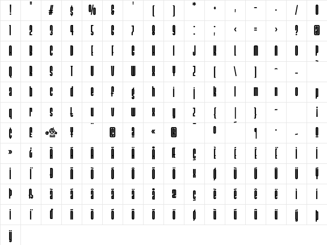 Ainsdale Bold Character Map