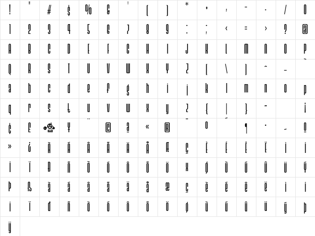 Ainsdale Medium Character Map Ainsdale Medium Character Map