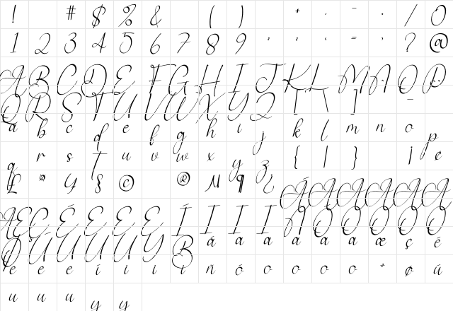 Ainsley Signature Regular Character Map