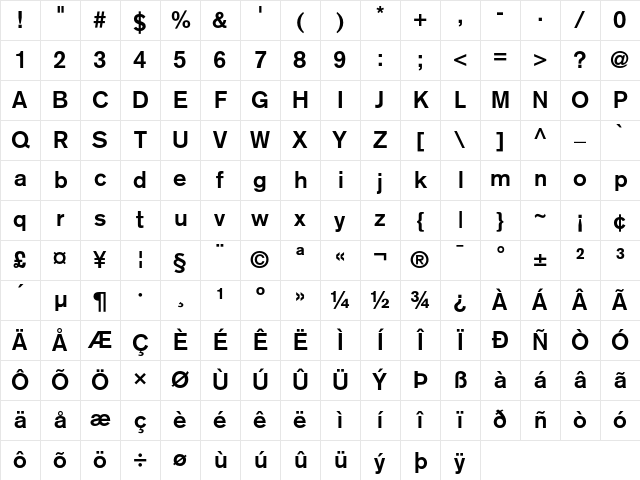 AkzidenzGrotesk Regular Character Map