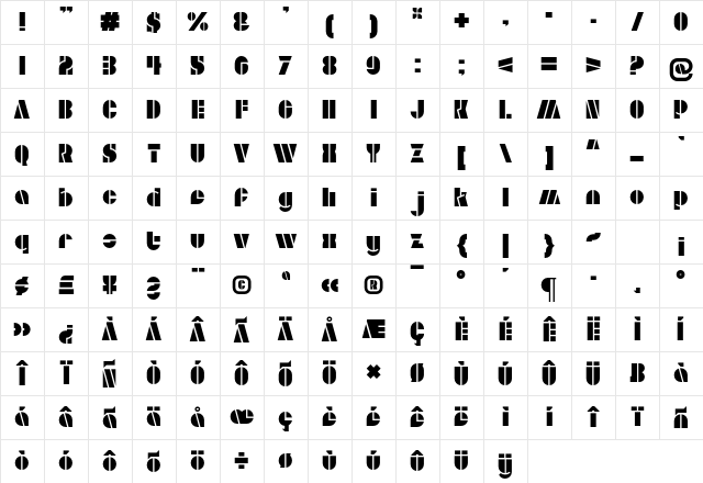 Aldo Open Character Map