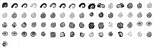 AleOrnamentsSpiratoLL Regular Character Map