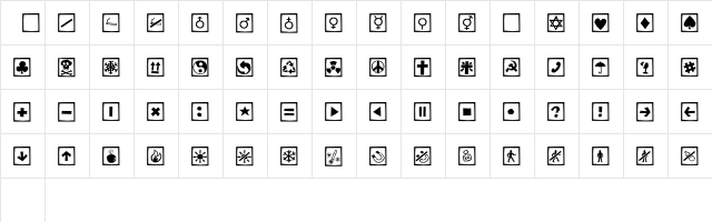 AleSignsCageLL Regular Character Map