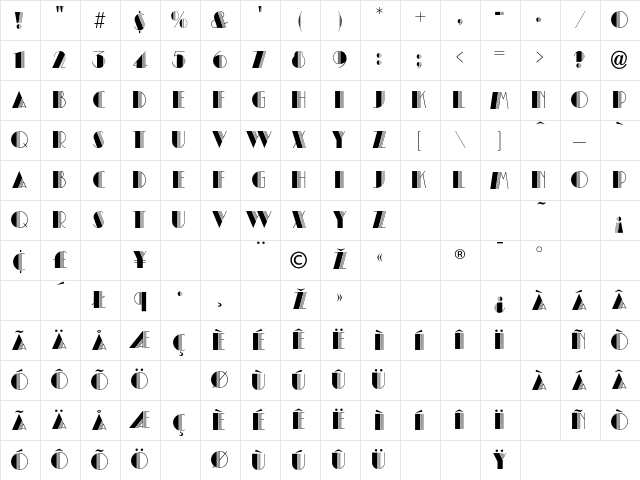 Alex Regular Character Map