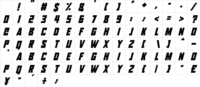 Aliens Among Us Italic Character Map