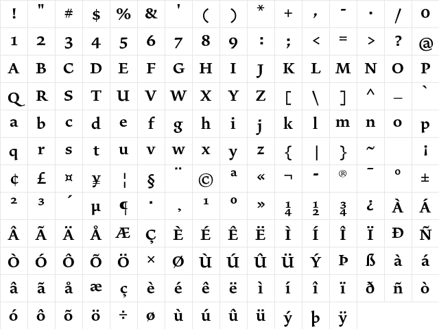 Alisal Std Bold Character Map