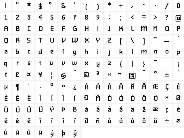 AlphavilleMedium Regular Character Map