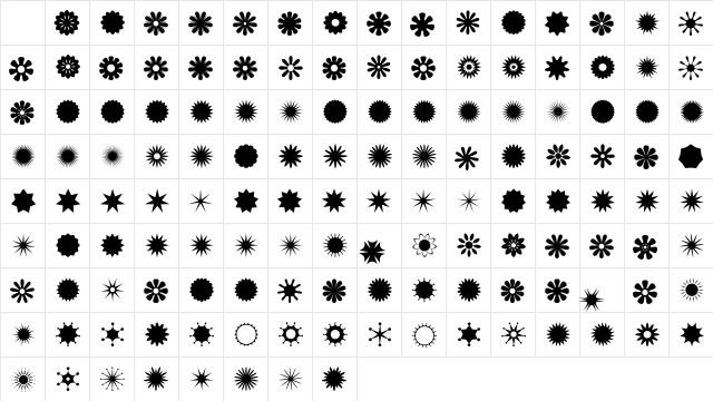 Altemus Bursts Character Map