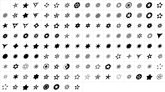 Altemus StarsItalic Character Map