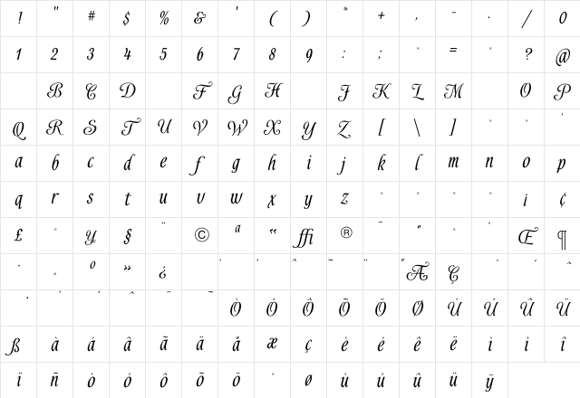 AlysBold Regular Character Map AlysBold Regular Character Map